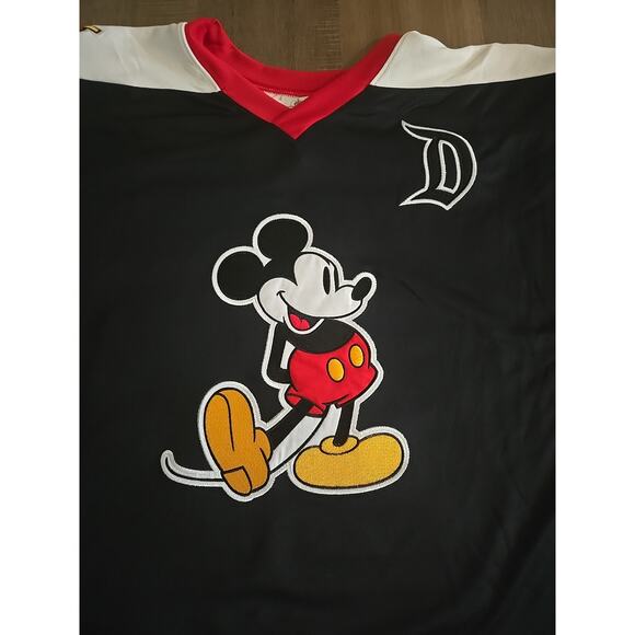 Disney Parks Mickey Red Black Hockey Jersey Adult XL NWT 2025 Disneyland - Picture 2 of 15
